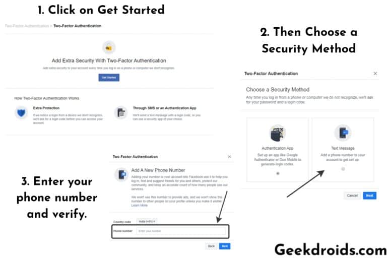 send confirmation code on facebook