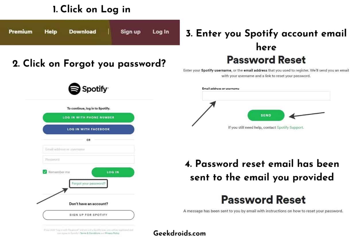 spotify login password reset